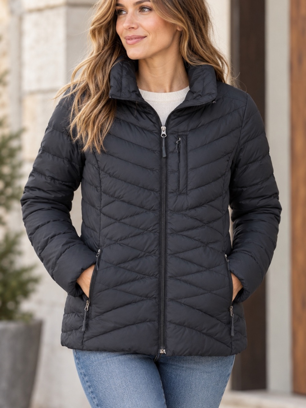 Duluth Trading Co Women’s Black Quilted Down Puffer Jacket